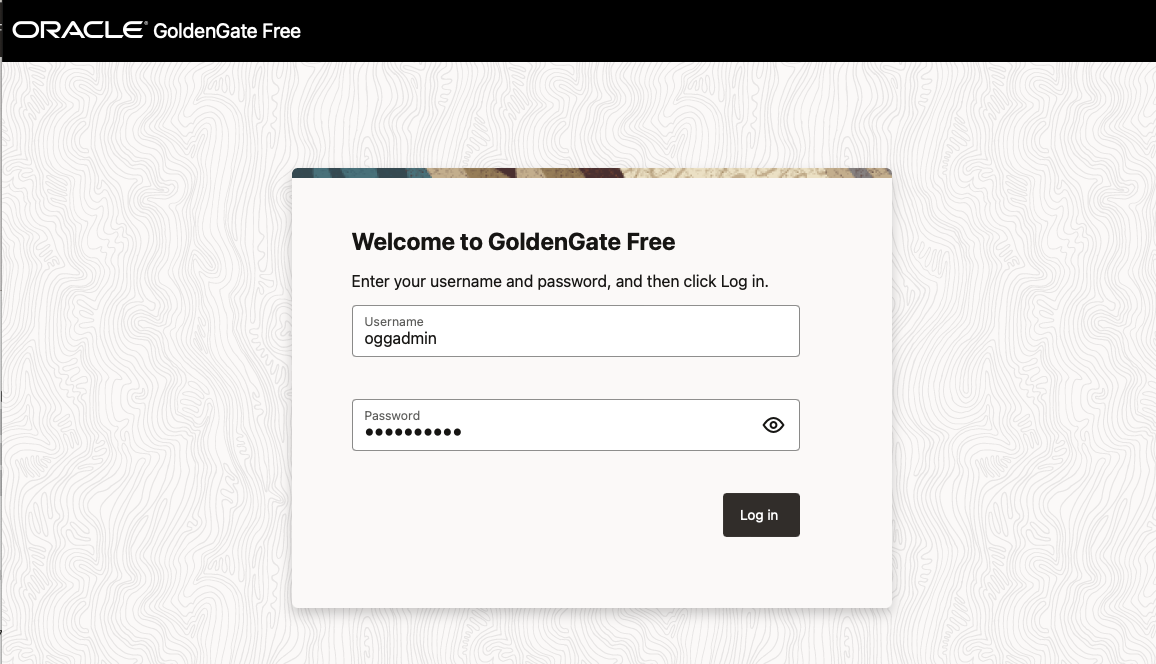 my oci goldengate loginpage