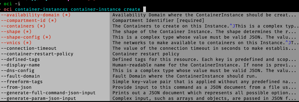 oci-cli create syntax