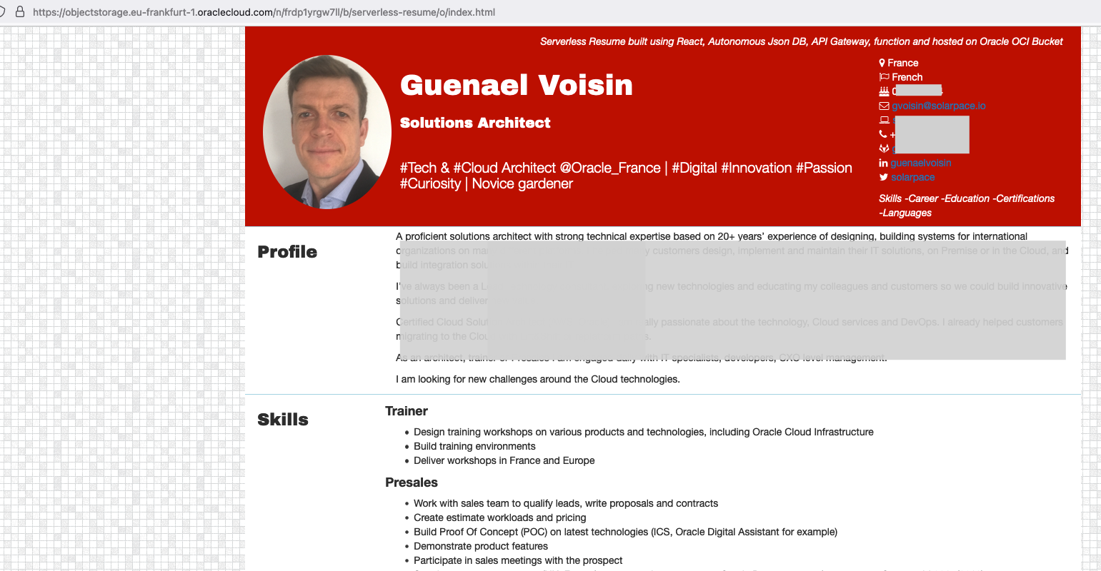 Creating a Serverless Resume on Oracle Cloud Infrastructure